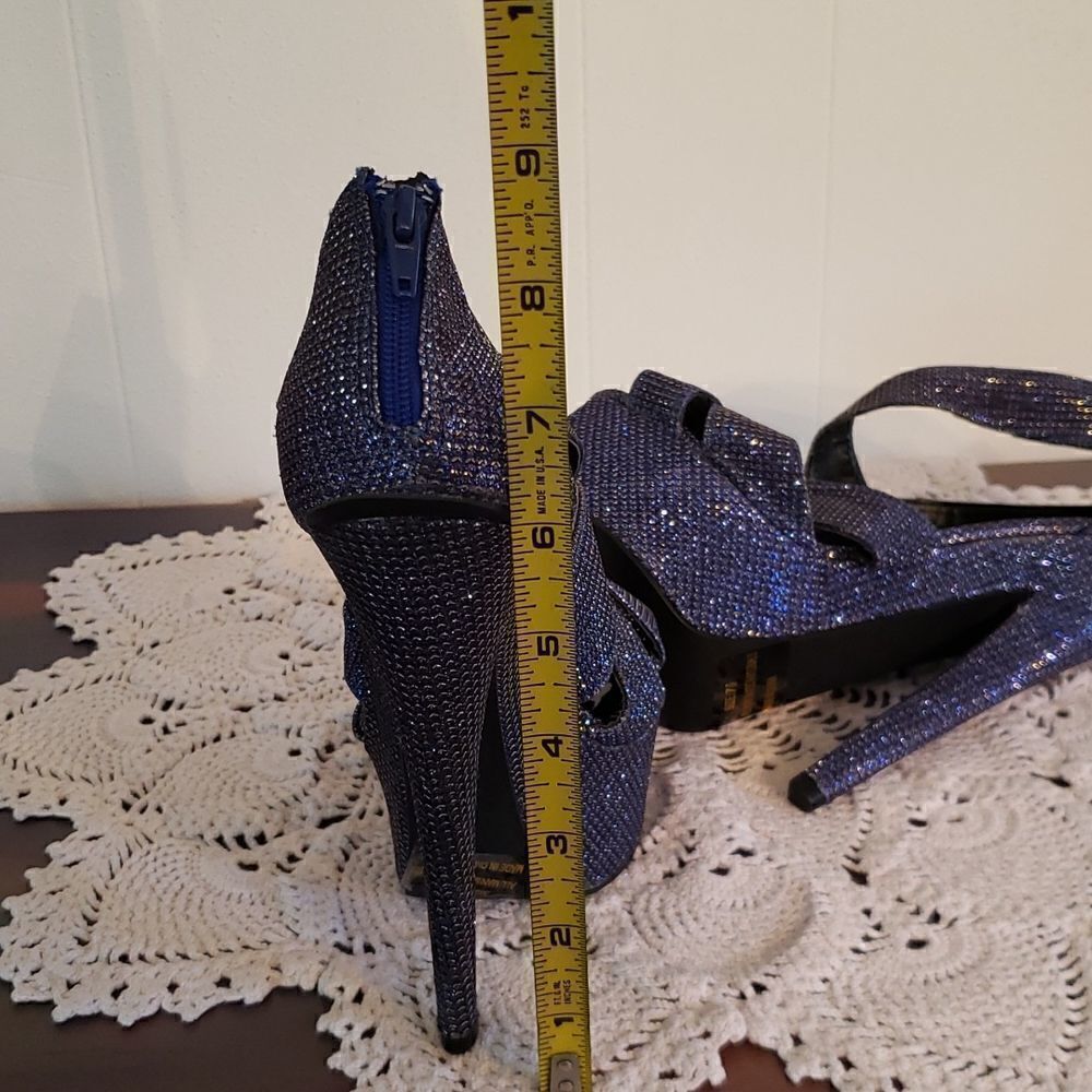 EUC Qupid Glittery Blue Platform Heels Sz 7.5 - Picture 9 of 9